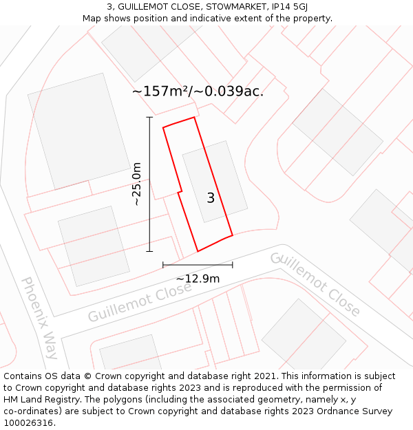 3, GUILLEMOT CLOSE, STOWMARKET, IP14 5GJ: Plot and title map
