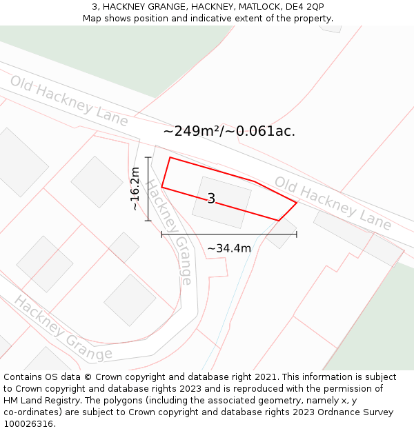 3, HACKNEY GRANGE, HACKNEY, MATLOCK, DE4 2QP: Plot and title map