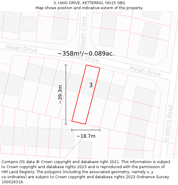 3, HAIG DRIVE, KETTERING, NN15 5BG: Plot and title map