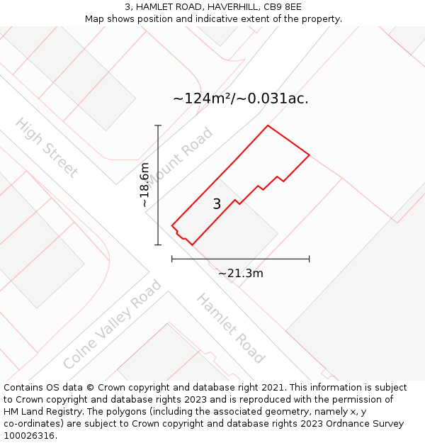 3, HAMLET ROAD, HAVERHILL, CB9 8EE: Plot and title map