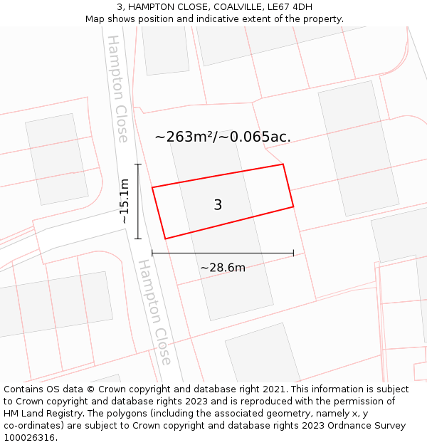 3, HAMPTON CLOSE, COALVILLE, LE67 4DH: Plot and title map