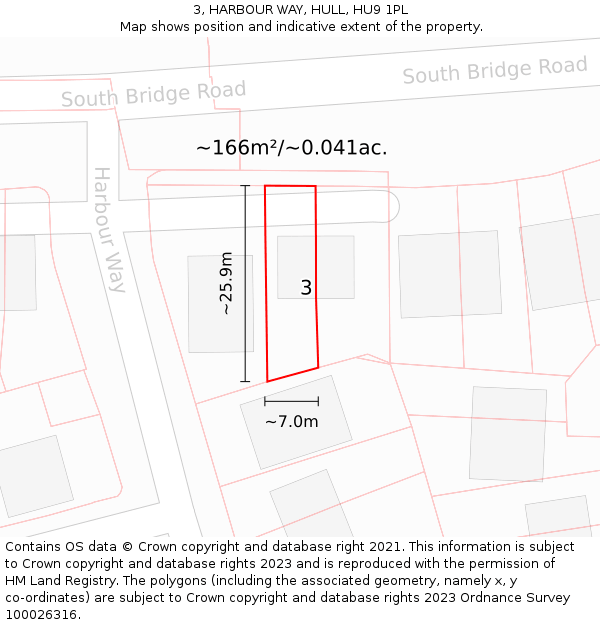3, HARBOUR WAY, HULL, HU9 1PL: Plot and title map