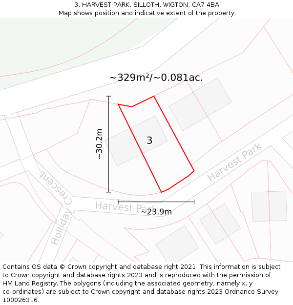 3, HARVEST PARK, SILLOTH, WIGTON, CA7 4BA: Plot and title map