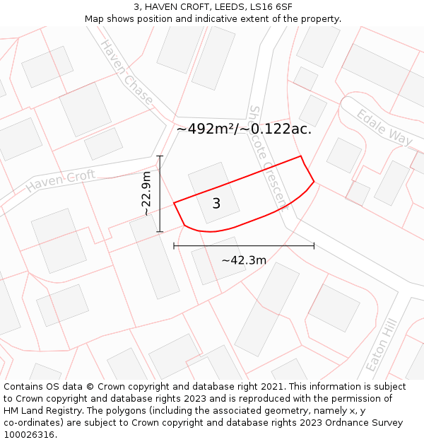 3, HAVEN CROFT, LEEDS, LS16 6SF: Plot and title map
