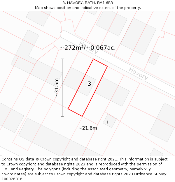 3, HAVORY, BATH, BA1 6RR: Plot and title map