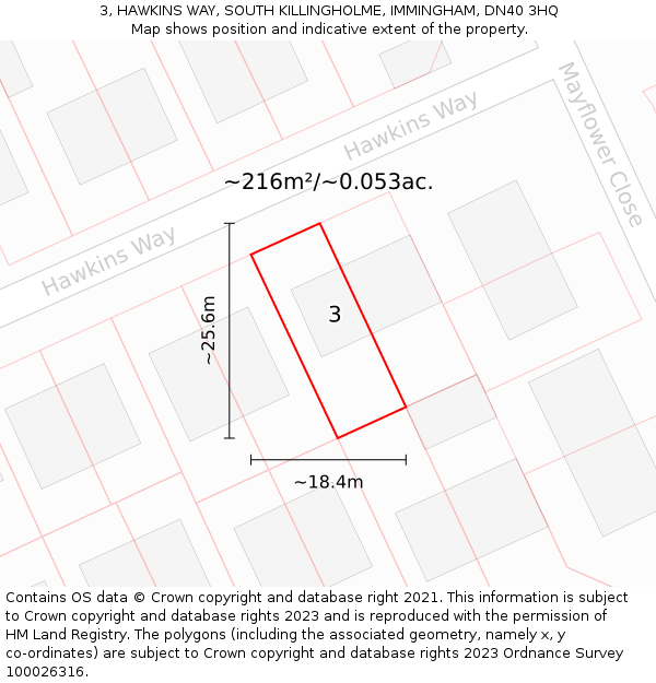 3, HAWKINS WAY, SOUTH KILLINGHOLME, IMMINGHAM, DN40 3HQ: Plot and title map
