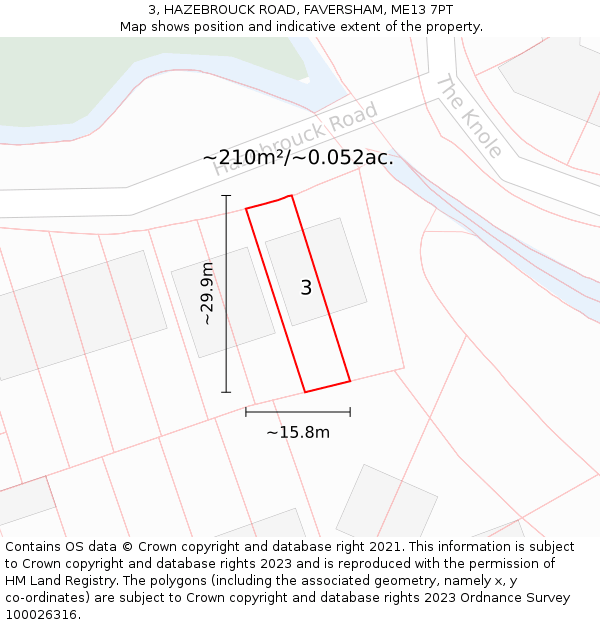 3, HAZEBROUCK ROAD, FAVERSHAM, ME13 7PT: Plot and title map