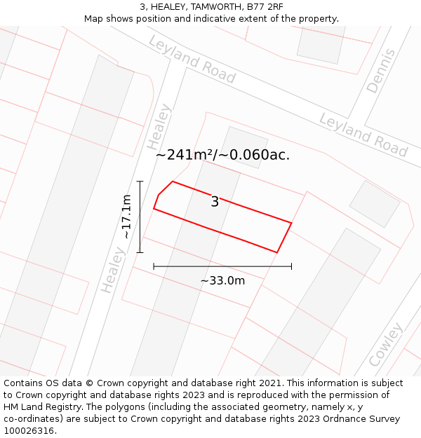 3, HEALEY, TAMWORTH, B77 2RF: Plot and title map