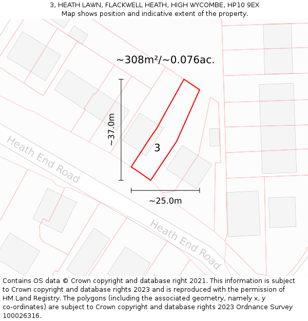 3, HEATH LAWN, FLACKWELL HEATH, HIGH WYCOMBE, HP10 9EX: Plot and title map