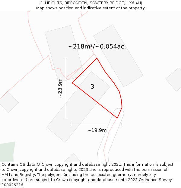 3, HEIGHTS, RIPPONDEN, SOWERBY BRIDGE, HX6 4HJ: Plot and title map