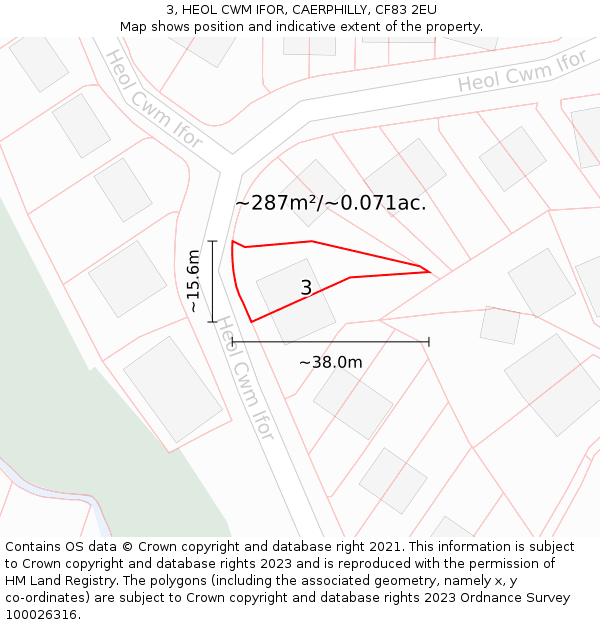 3, HEOL CWM IFOR, CAERPHILLY, CF83 2EU: Plot and title map