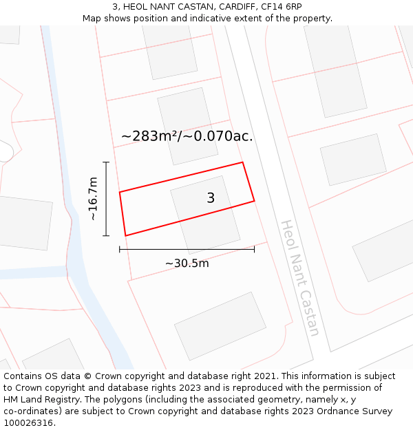 3, HEOL NANT CASTAN, CARDIFF, CF14 6RP: Plot and title map