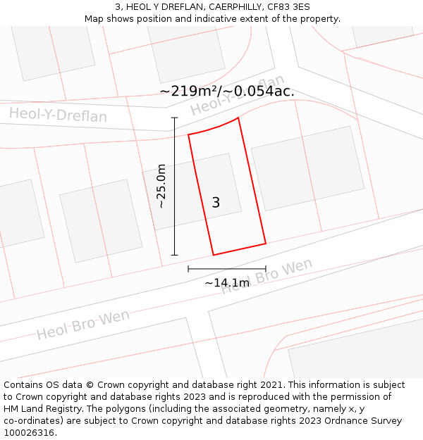 3, HEOL Y DREFLAN, CAERPHILLY, CF83 3ES: Plot and title map