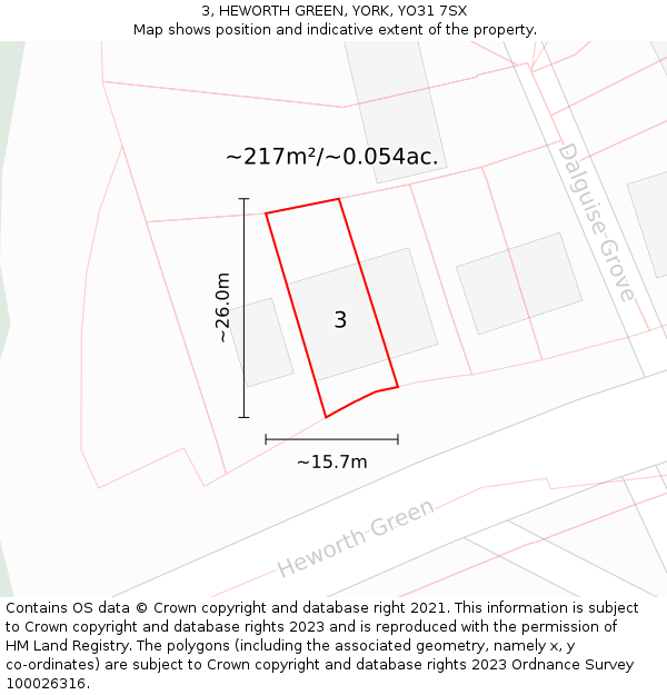 3, HEWORTH GREEN, YORK, YO31 7SX: Plot and title map