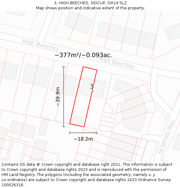 3, HIGH BEECHES, SIDCUP, DA14 5LZ: Plot and title map