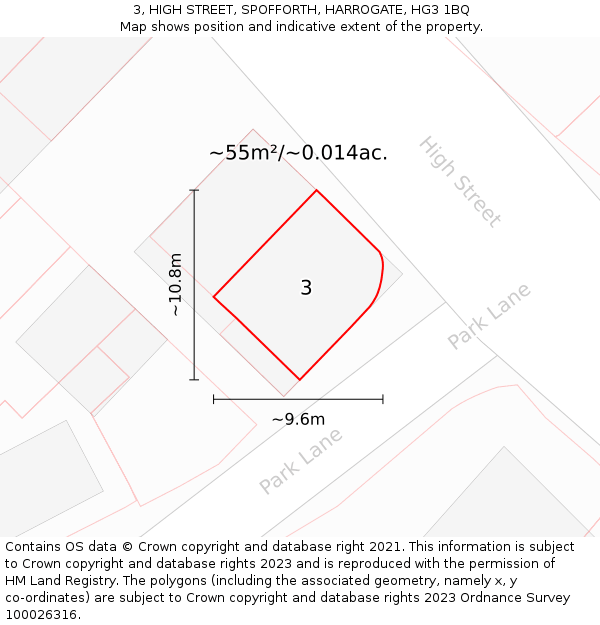 3, HIGH STREET, SPOFFORTH, HARROGATE, HG3 1BQ: Plot and title map