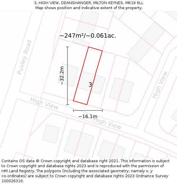 3, HIGH VIEW, DEANSHANGER, MILTON KEYNES, MK19 6LL: Plot and title map