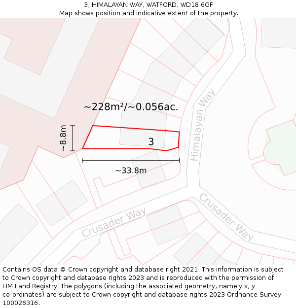 3, HIMALAYAN WAY, WATFORD, WD18 6GF: Plot and title map