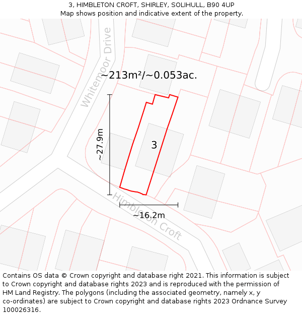 3, HIMBLETON CROFT, SHIRLEY, SOLIHULL, B90 4UP: Plot and title map