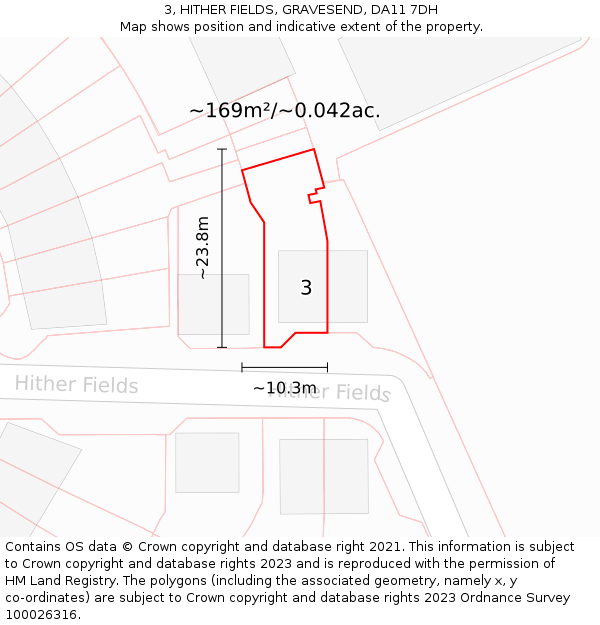 3, HITHER FIELDS, GRAVESEND, DA11 7DH: Plot and title map