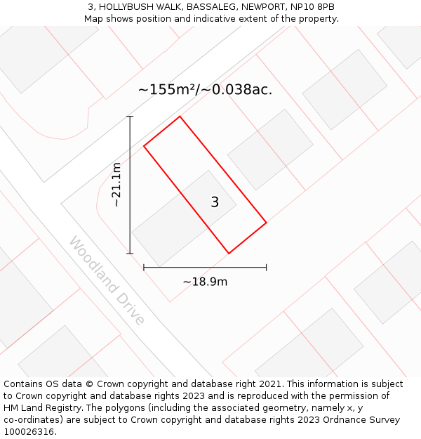 3, HOLLYBUSH WALK, BASSALEG, NEWPORT, NP10 8PB: Plot and title map