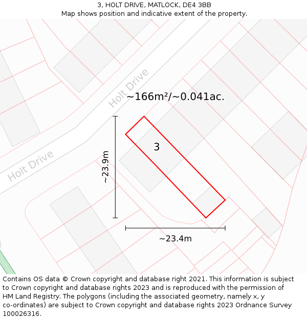 3, HOLT DRIVE, MATLOCK, DE4 3BB: Plot and title map
