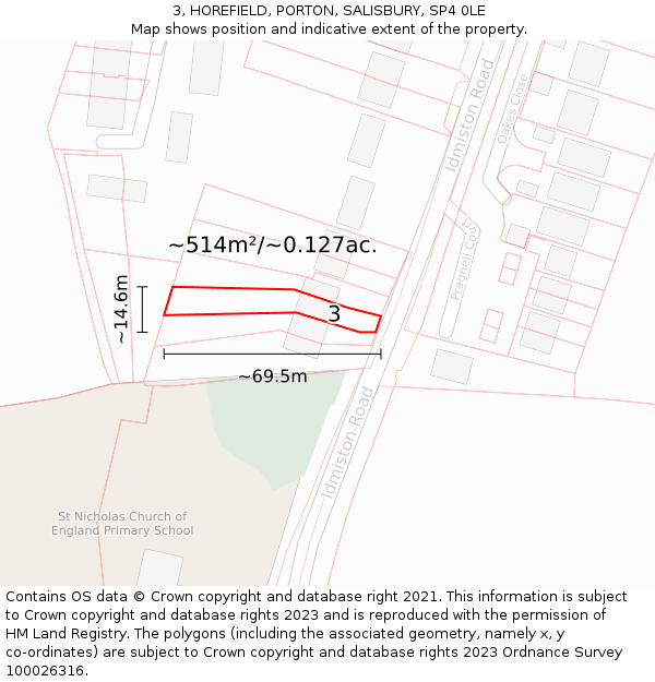 3, HOREFIELD, PORTON, SALISBURY, SP4 0LE: Plot and title map