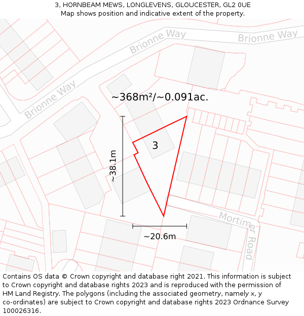 3, HORNBEAM MEWS, LONGLEVENS, GLOUCESTER, GL2 0UE: Plot and title map
