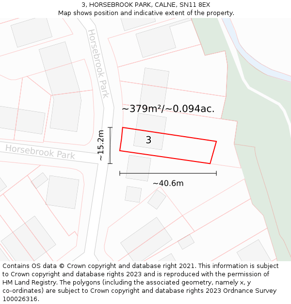 3, HORSEBROOK PARK, CALNE, SN11 8EX: Plot and title map