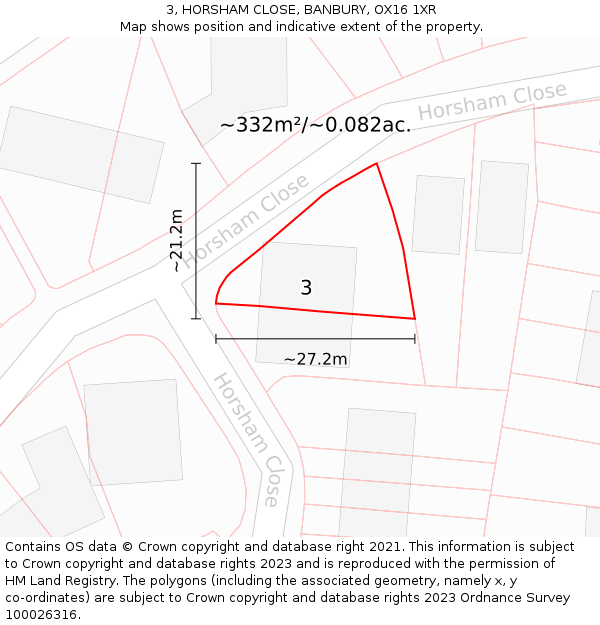 3, HORSHAM CLOSE, BANBURY, OX16 1XR: Plot and title map