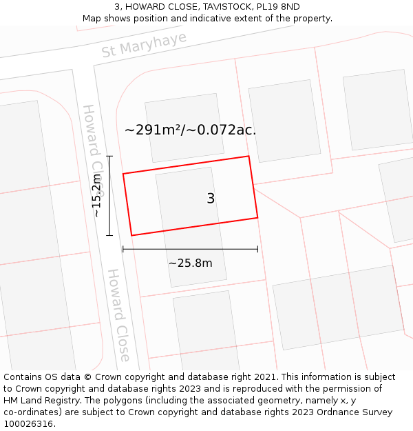 3, HOWARD CLOSE, TAVISTOCK, PL19 8ND: Plot and title map