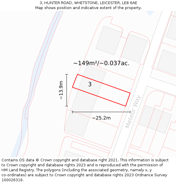 3, HUNTER ROAD, WHETSTONE, LEICESTER, LE8 6AE: Plot and title map