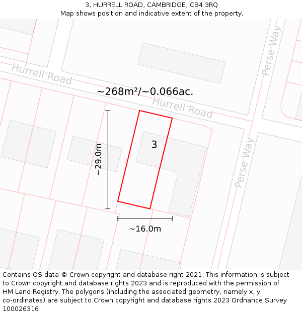 3, HURRELL ROAD, CAMBRIDGE, CB4 3RQ: Plot and title map