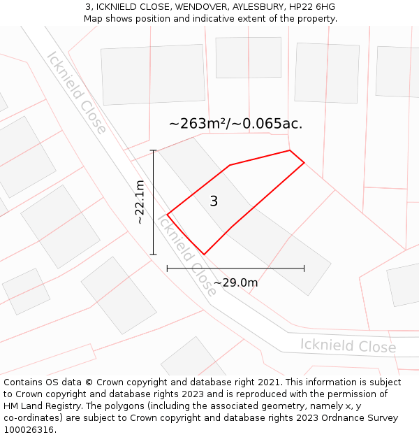 3, ICKNIELD CLOSE, WENDOVER, AYLESBURY, HP22 6HG: Plot and title map