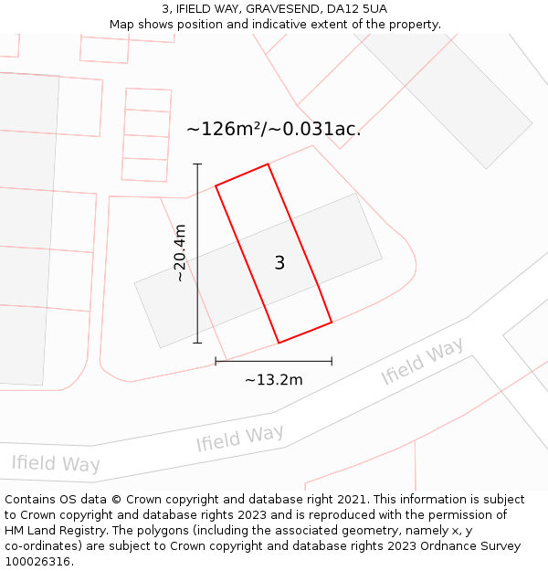 3, IFIELD WAY, GRAVESEND, DA12 5UA: Plot and title map