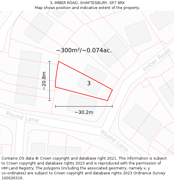 3, IMBER ROAD, SHAFTESBURY, SP7 8RX: Plot and title map
