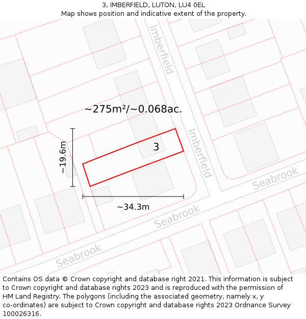 3, IMBERFIELD, LUTON, LU4 0EL: Plot and title map