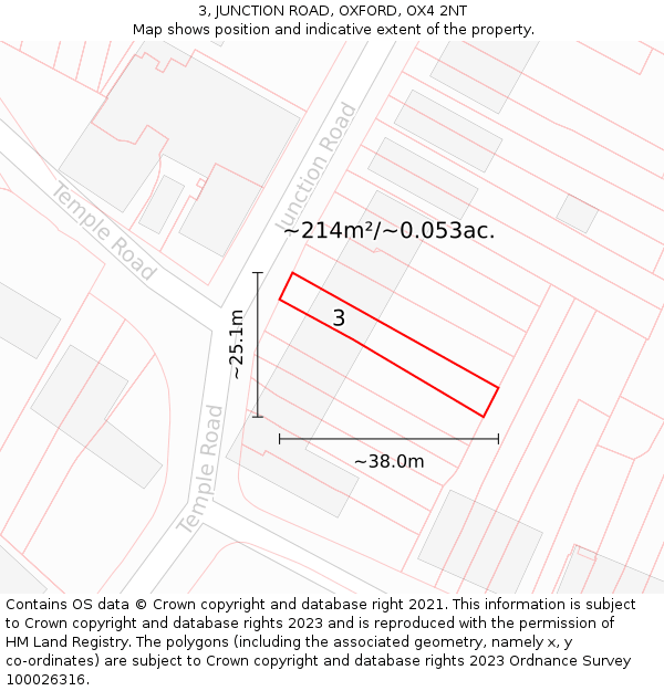 3, JUNCTION ROAD, OXFORD, OX4 2NT: Plot and title map