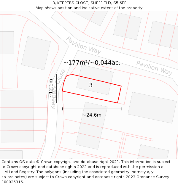3, KEEPERS CLOSE, SHEFFIELD, S5 6EF: Plot and title map