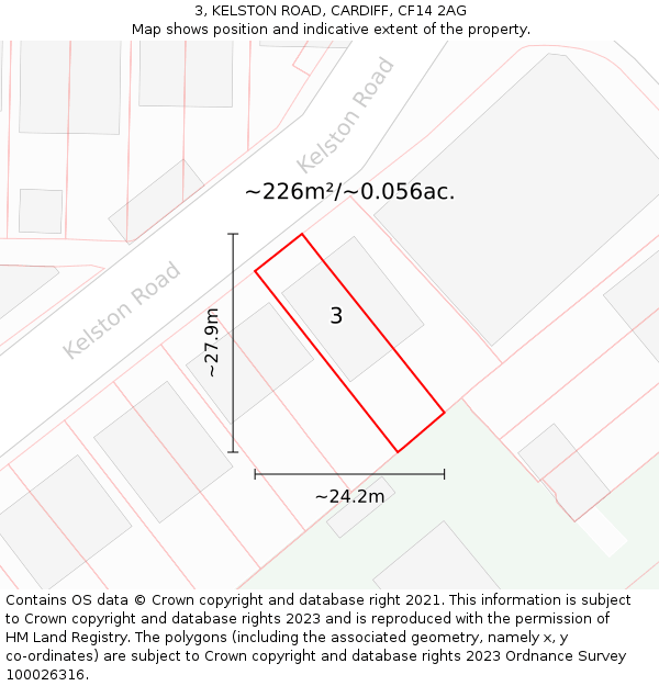 3, KELSTON ROAD, CARDIFF, CF14 2AG: Plot and title map