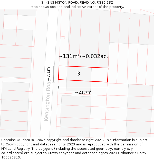 3, KENSINGTON ROAD, READING, RG30 2SZ: Plot and title map