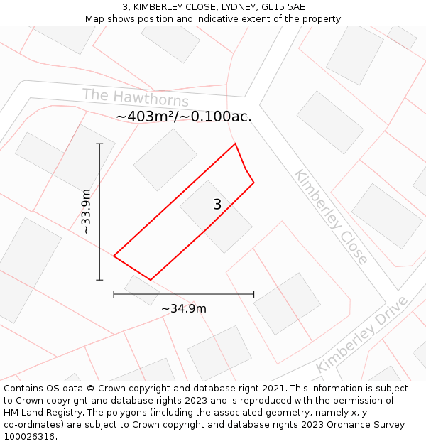 3, KIMBERLEY CLOSE, LYDNEY, GL15 5AE: Plot and title map