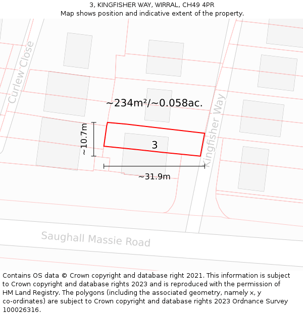 3, KINGFISHER WAY, WIRRAL, CH49 4PR: Plot and title map