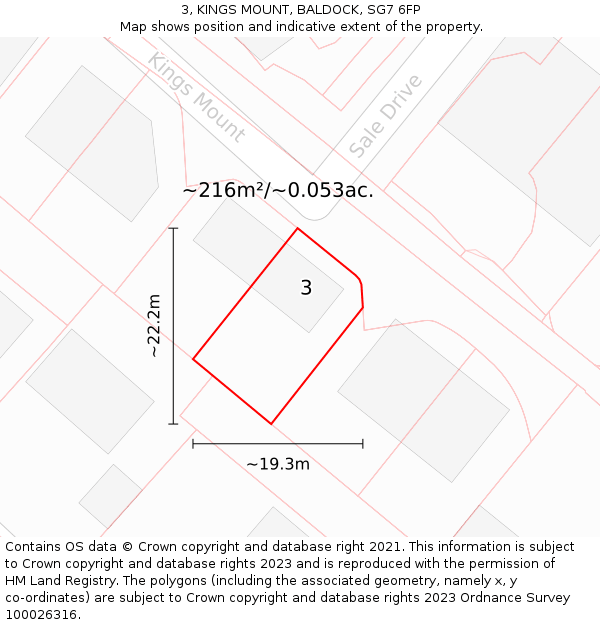 3, KINGS MOUNT, BALDOCK, SG7 6FP: Plot and title map
