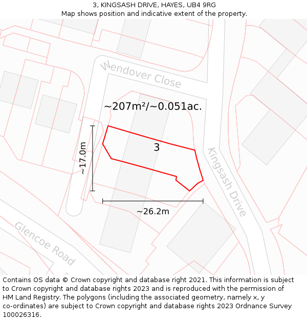 3, KINGSASH DRIVE, HAYES, UB4 9RG: Plot and title map