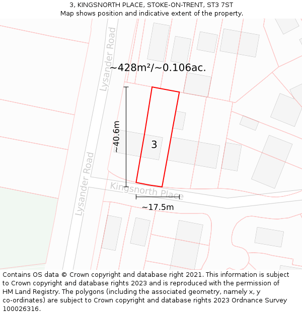 3, KINGSNORTH PLACE, STOKE-ON-TRENT, ST3 7ST: Plot and title map