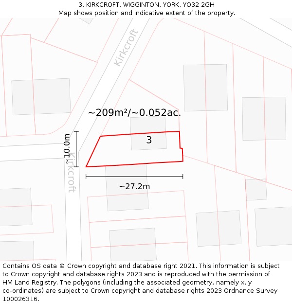 3, KIRKCROFT, WIGGINTON, YORK, YO32 2GH: Plot and title map