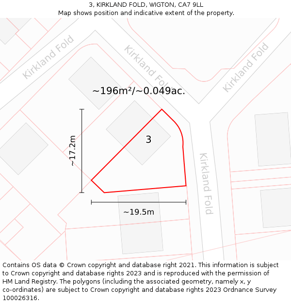 3, KIRKLAND FOLD, WIGTON, CA7 9LL: Plot and title map