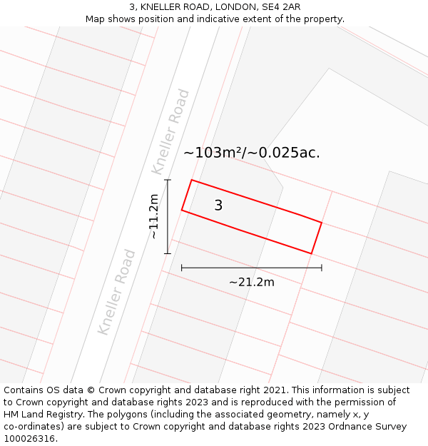 3, KNELLER ROAD, LONDON, SE4 2AR: Plot and title map