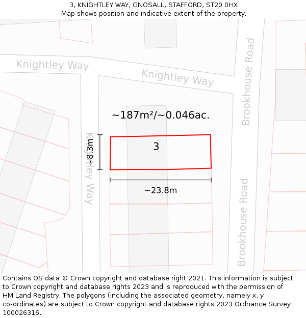 3, KNIGHTLEY WAY, GNOSALL, STAFFORD, ST20 0HX: Plot and title map